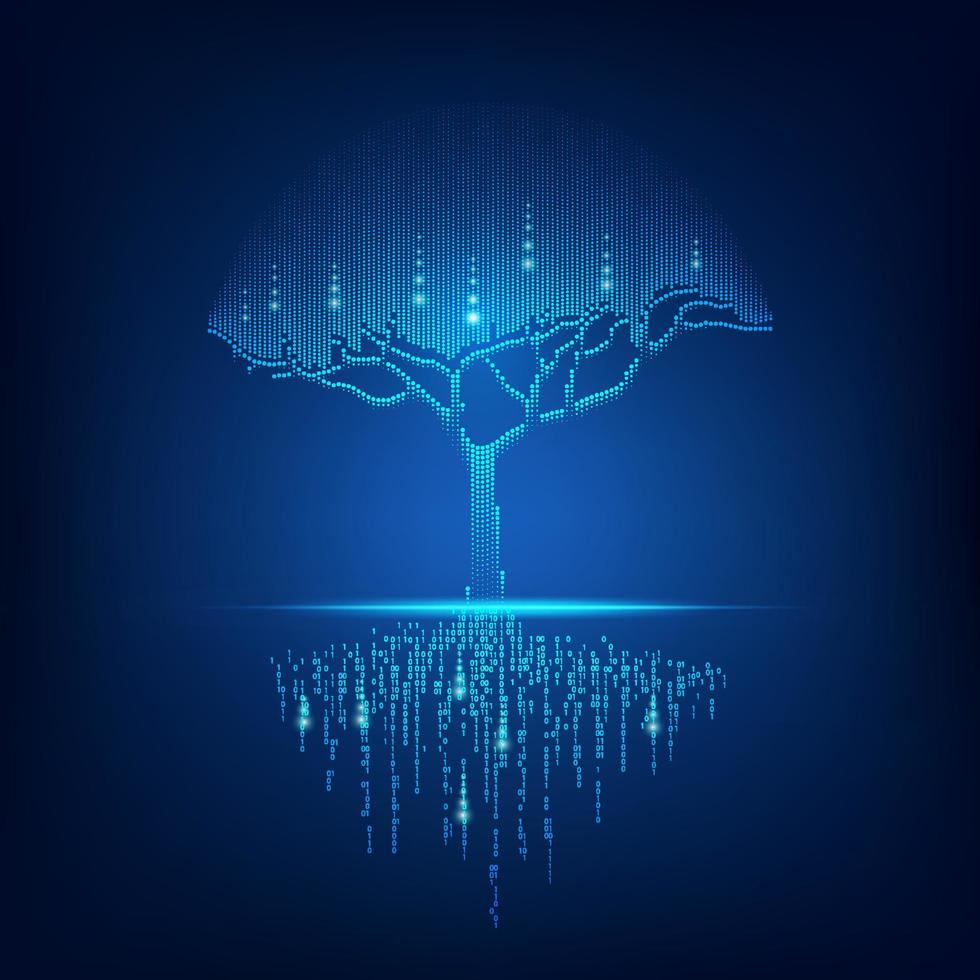 árbol azul digital vector