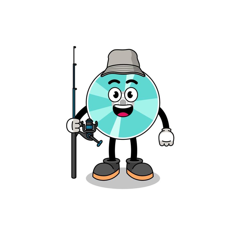 Mascot Illustration of optical disc fisherman vector