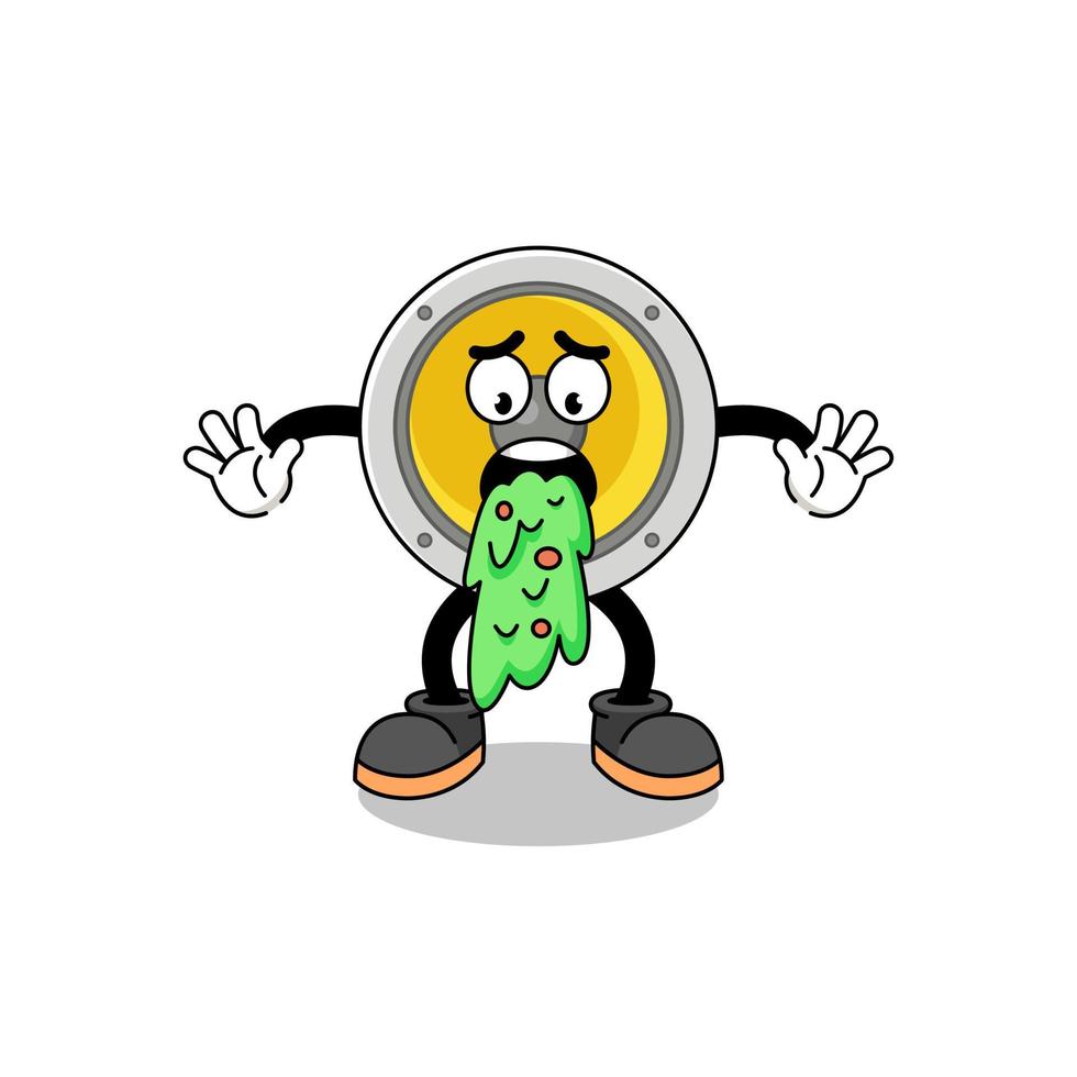 speaker mascot cartoon vomiting vector