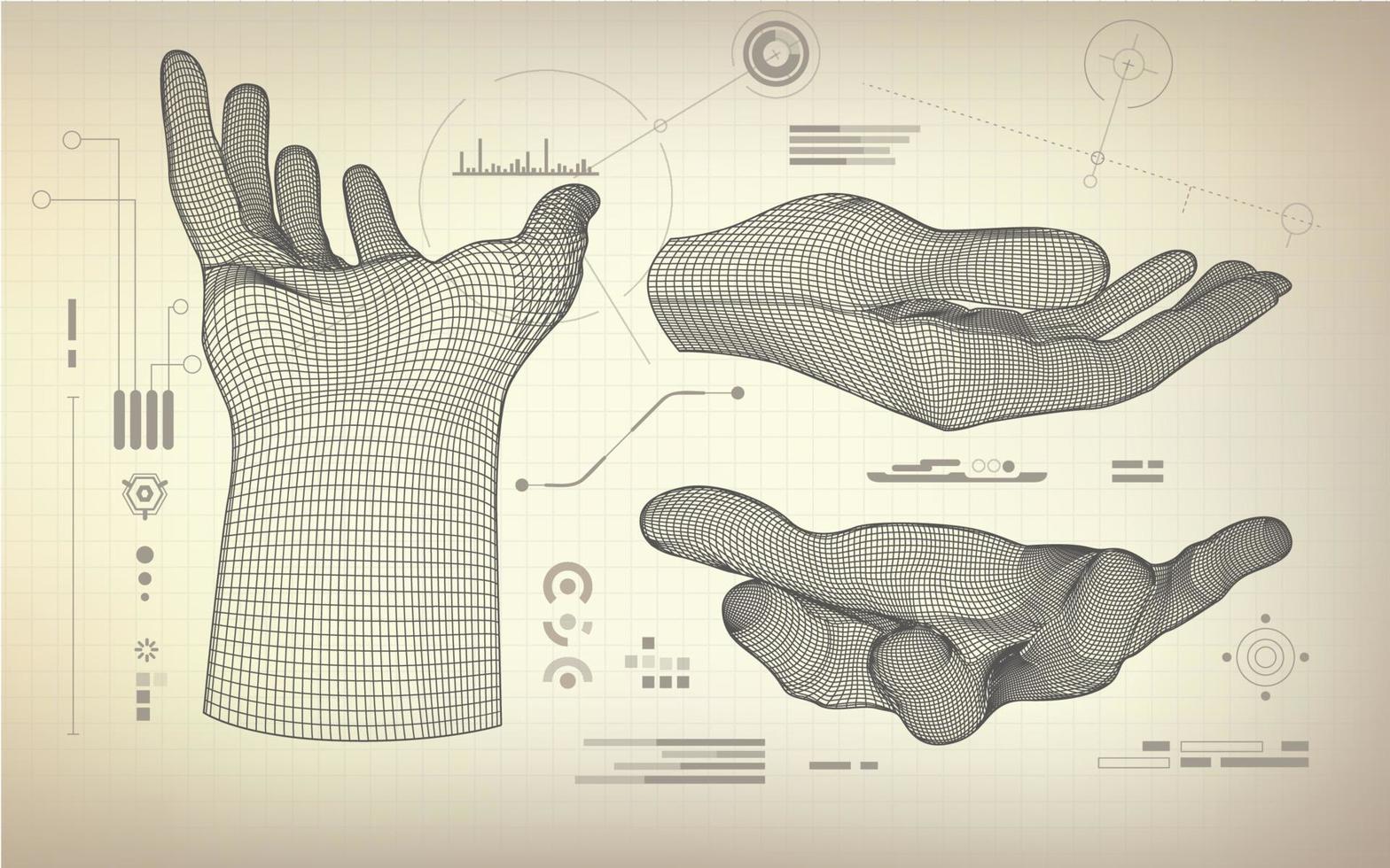 diagrama de mano de estructura alámbrica vector