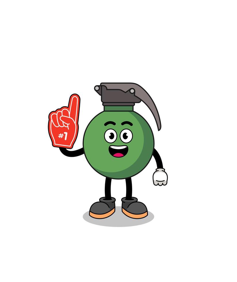 Cartoon mascot of grenade number 1 fans vector