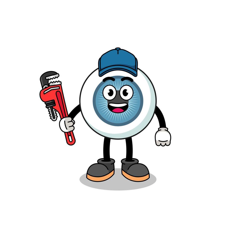 eyeball illustration cartoon as a plumber vector