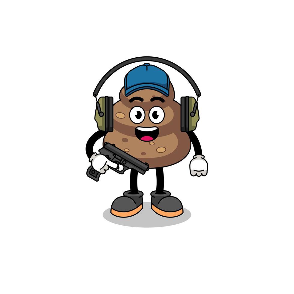 Character mascot of poop doing shooting range vector