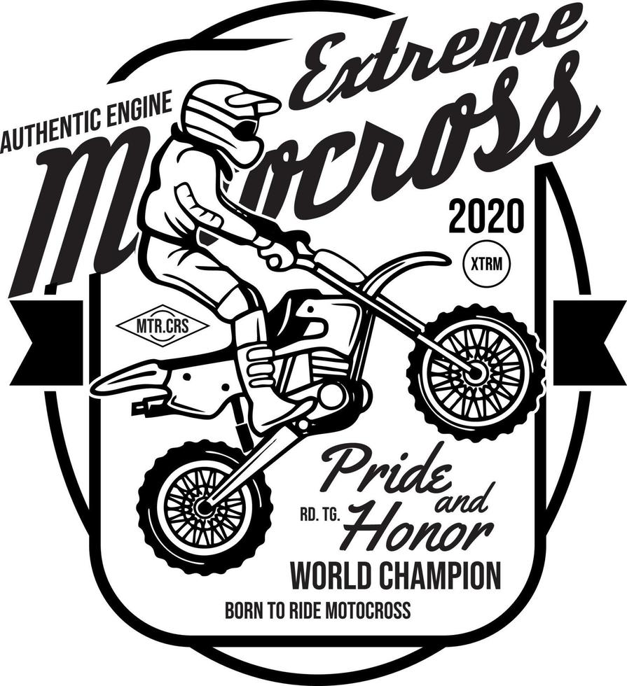 diseño de camiseta de motor auténtico de motocross vector