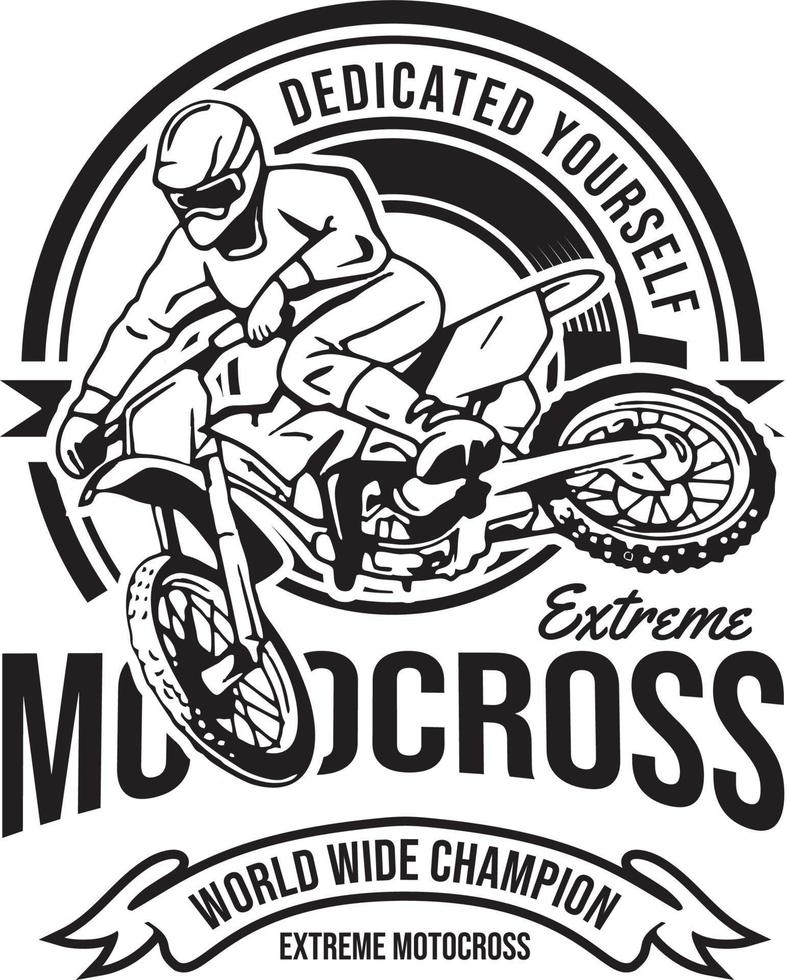 Motocross Dedicated Yourself Emblem Badge vector