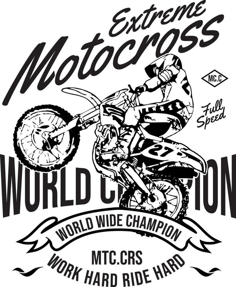 emblema de diseño insignia de campeón mundial extremo de motocross vector