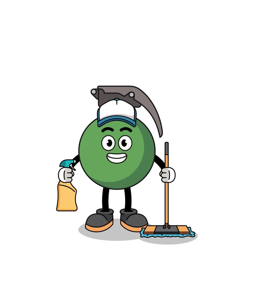 Character mascot of grenade as a cleaning services vector