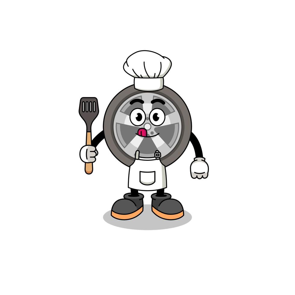 ilustración de mascota del chef de rueda de coche vector