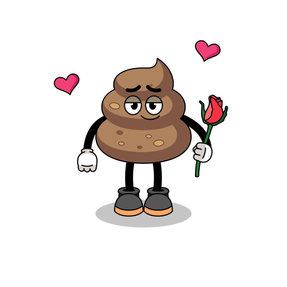 poop mascot falling in love vector