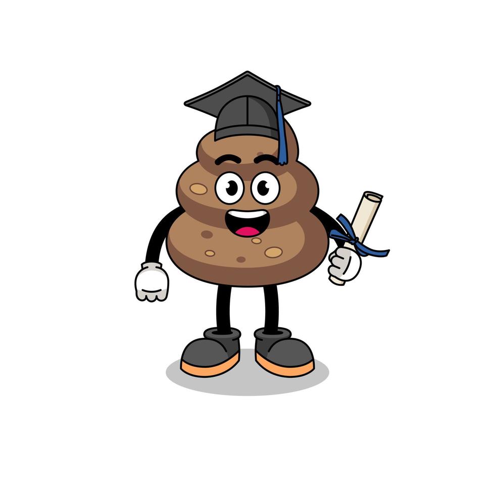 poop mascot with graduation pose vector