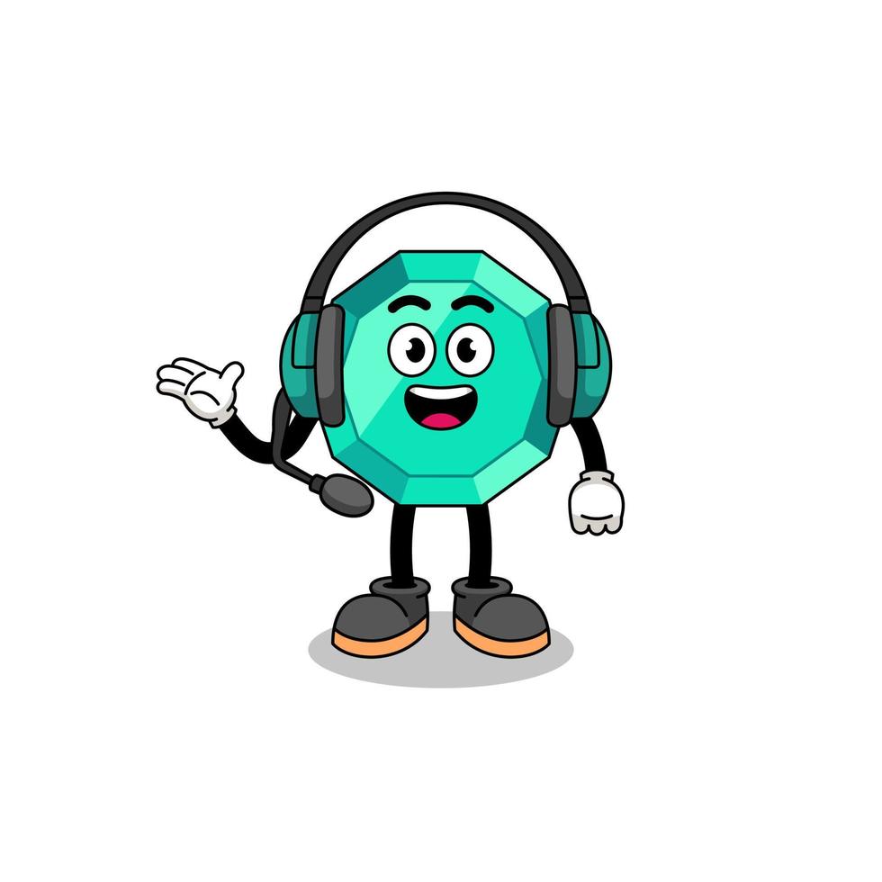 Mascot Illustration of emerald gemstone as a customer services vector