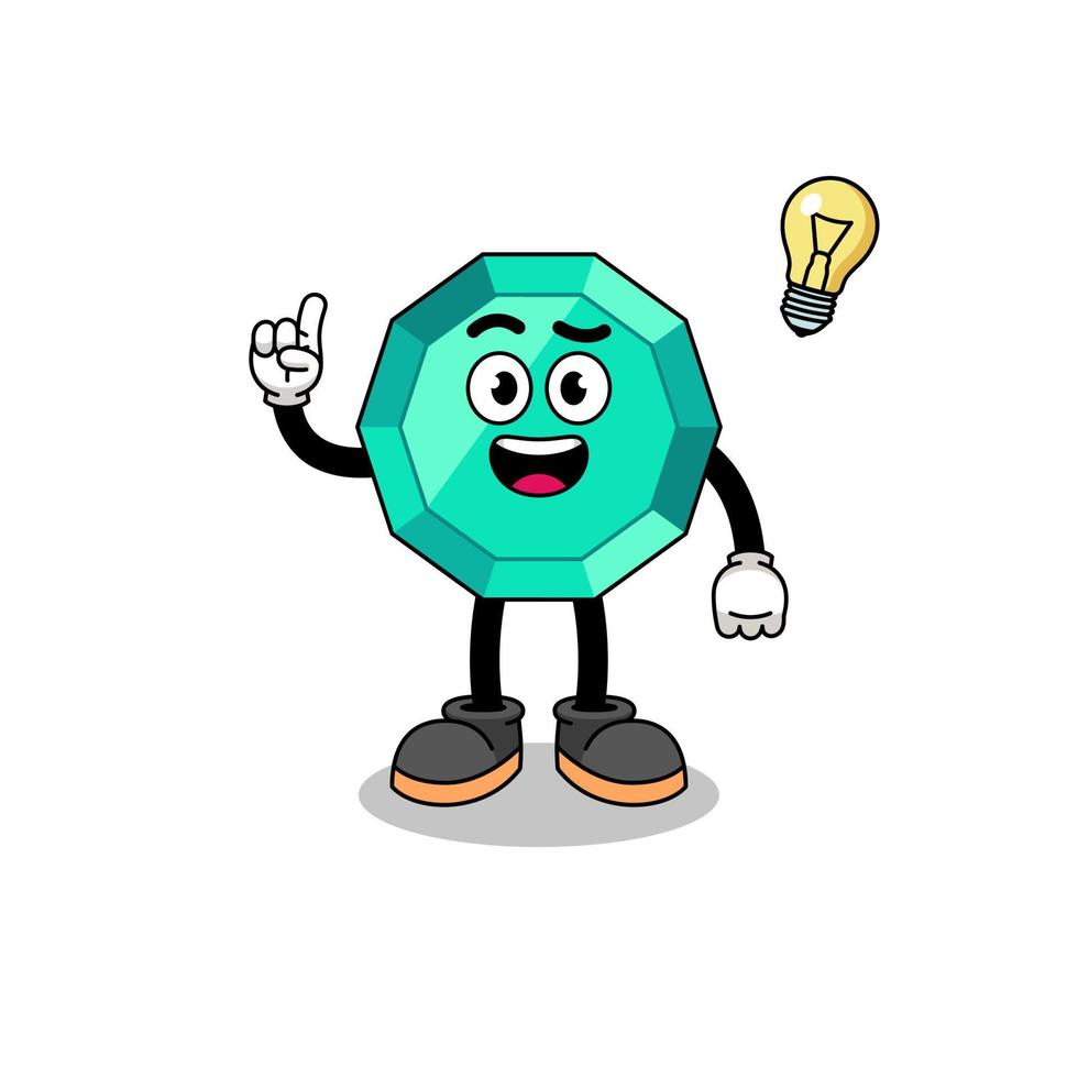 emerald gemstone cartoon with get an idea pose vector