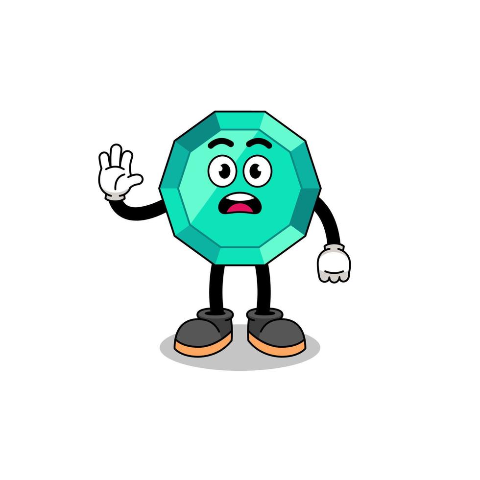 emerald gemstone cartoon illustration doing stop hand vector