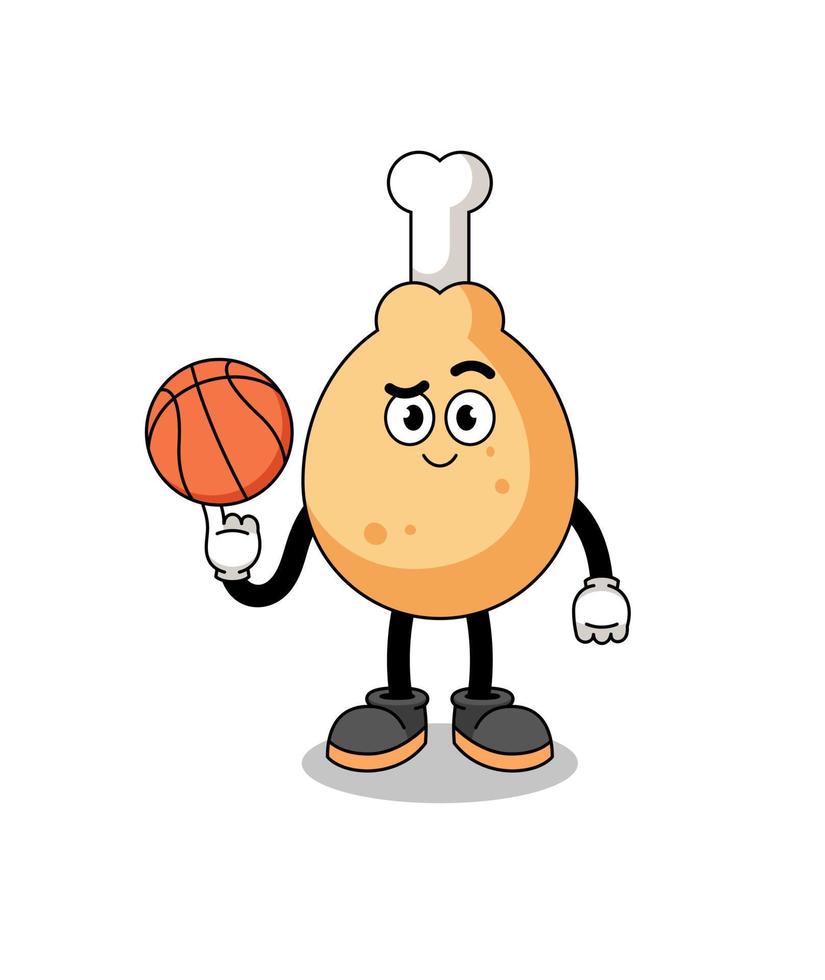 ilustración de pollo frito como jugador de baloncesto vector
