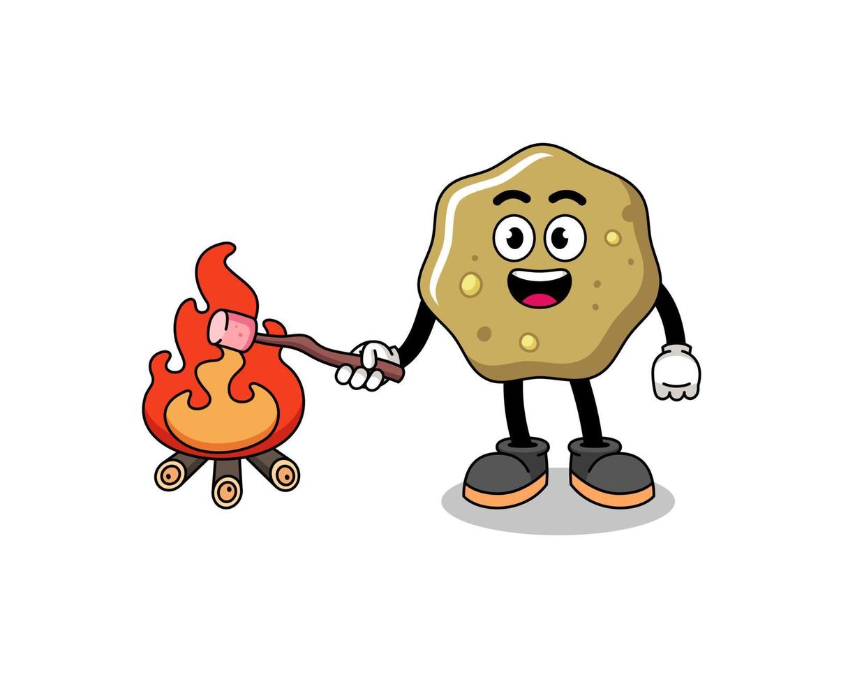 Illustration of loose stools burning a marshmallow vector