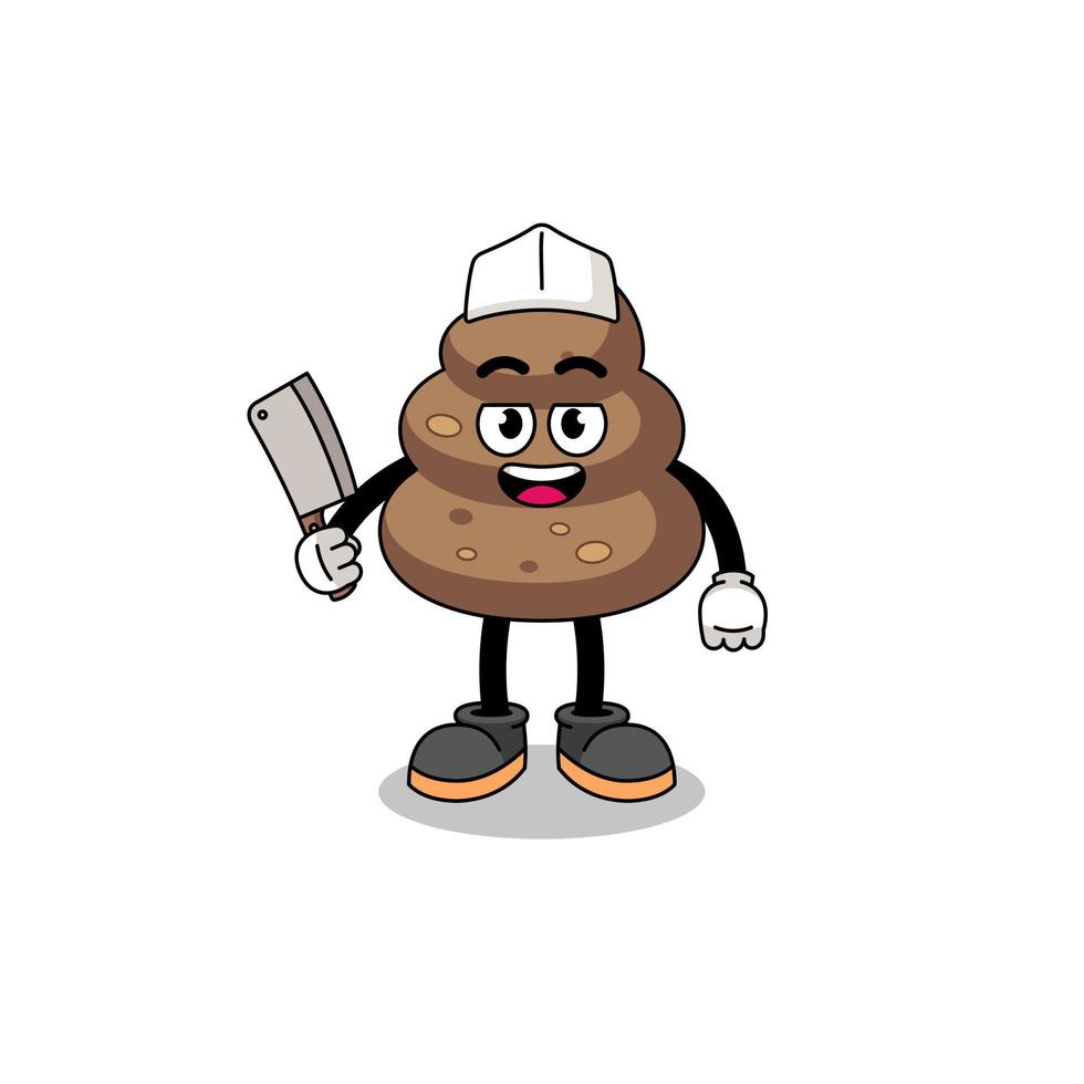 Mascot of poop as a butcher vector