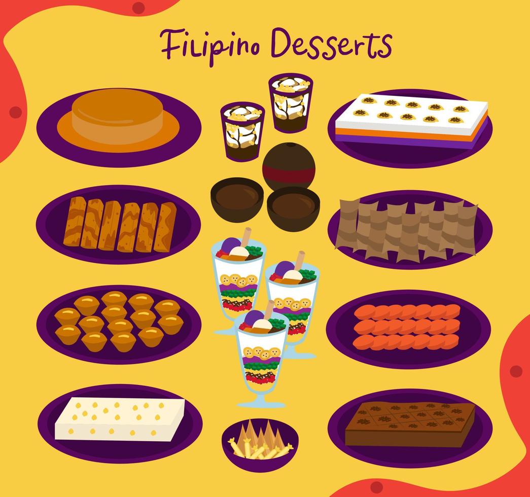 Tasty Filipino Desserts Vector Pack