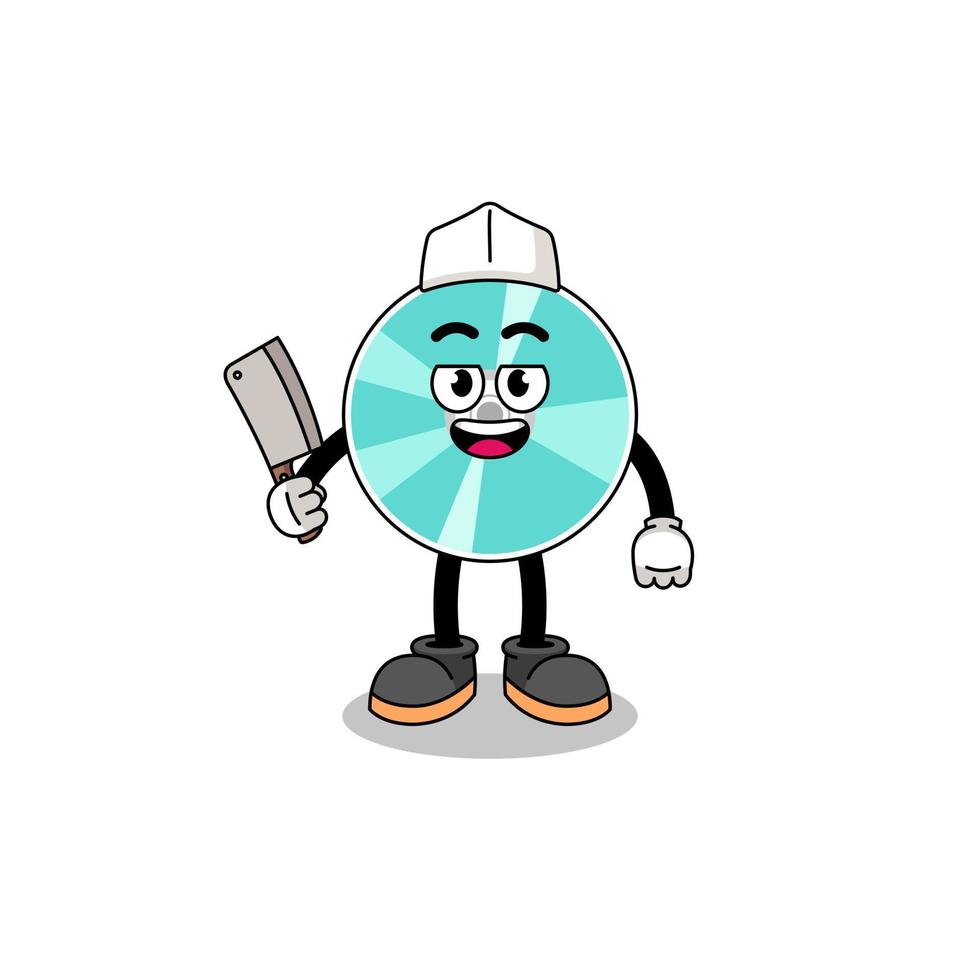 Mascot of optical disc as a butcher vector