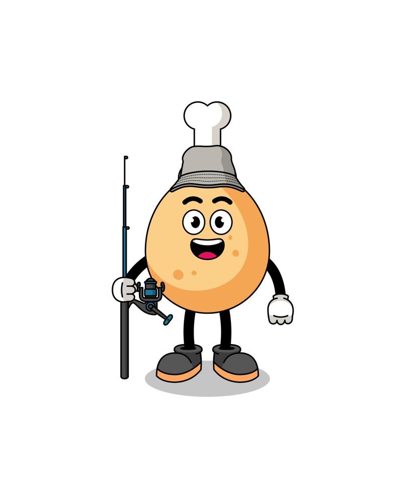 Mascot Illustration of fried chicken fisherman vector