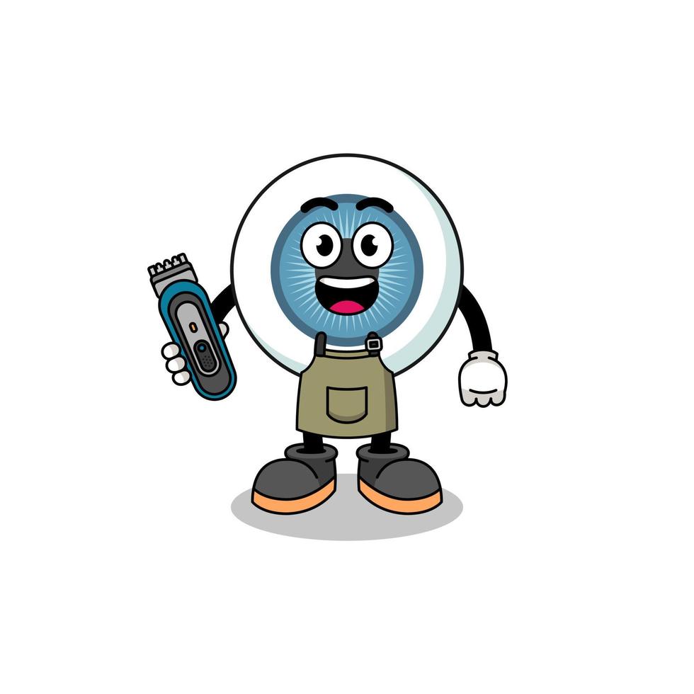 Cartoon Illustration of eyeball as a barber man vector