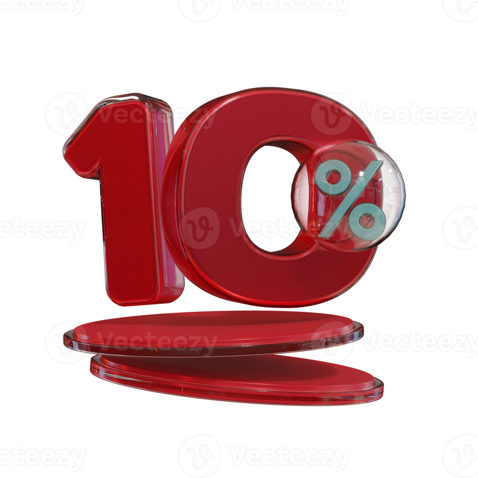 Glossy Red 20 Off Discount Promotion 3D Render Element png