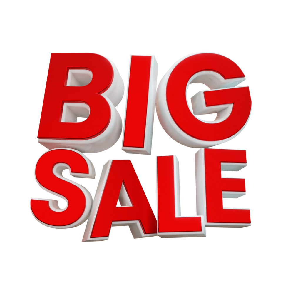 Red White Big Sale 3D Render Design Element png