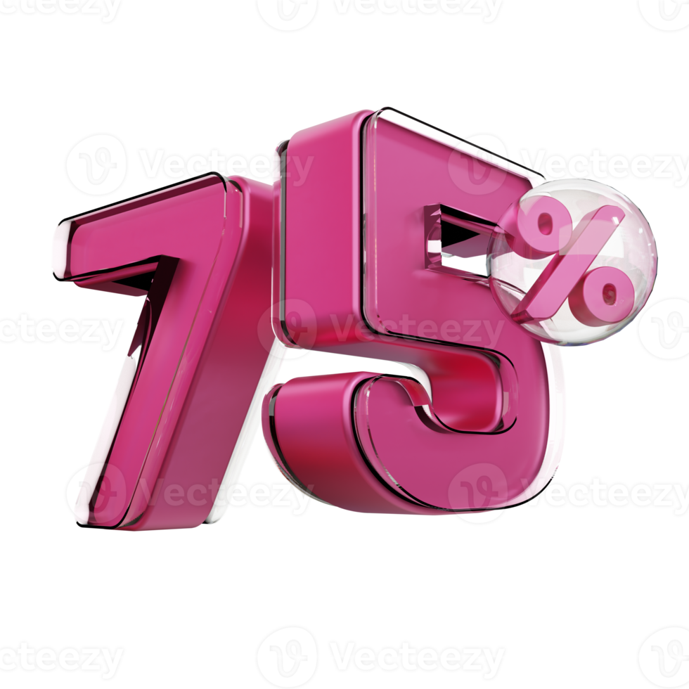 Discount 70 Off Pink Glossy Text 3D Render Promotion Element png