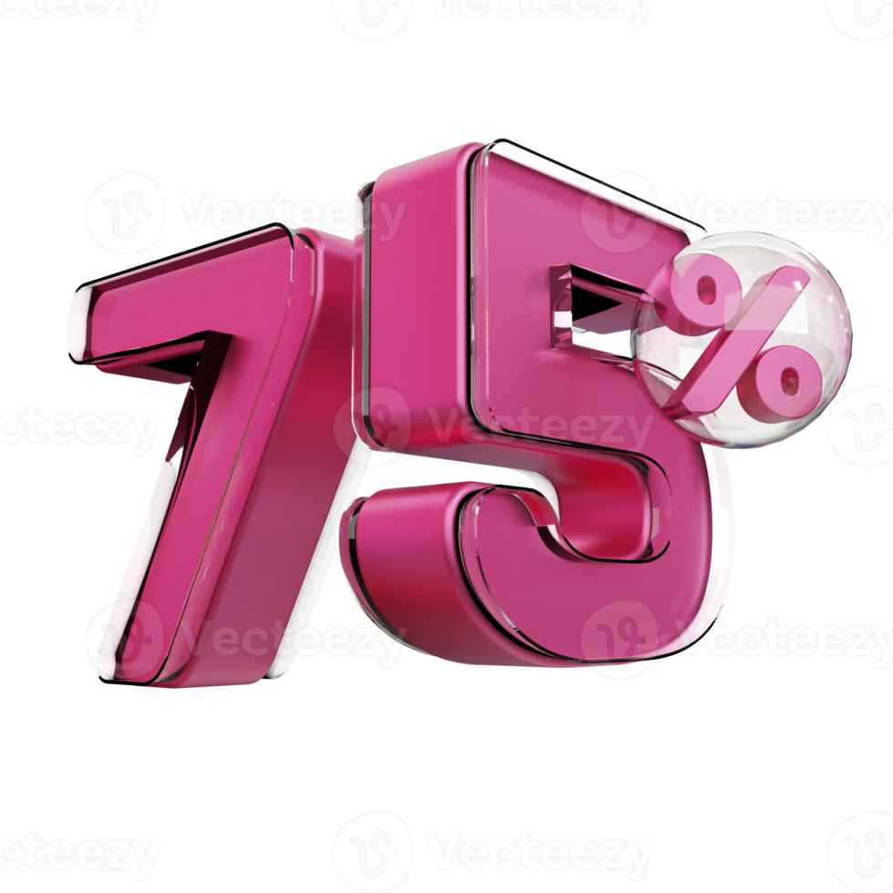 korting 70 korting op roze glanzende tekst 3d render promotie-element png