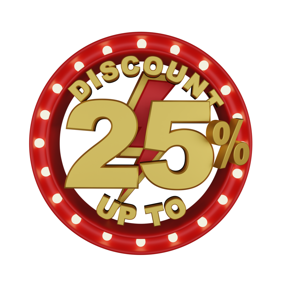 Discount Up To 25 3D Render Promotion Element png