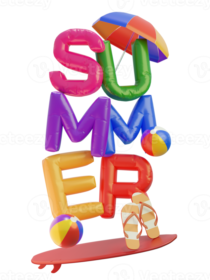 Summer Balloon Composition 3D Render Text png