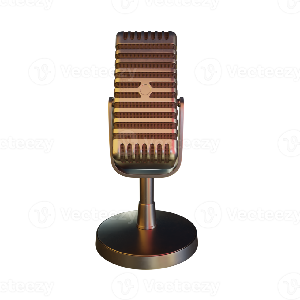 Microphone Broadcast or Karaoke 3D Render Element png