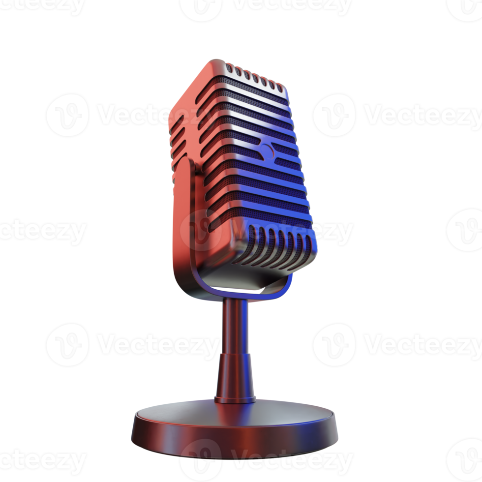 Microphone Broadcast or Karaoke 3D Render Element png