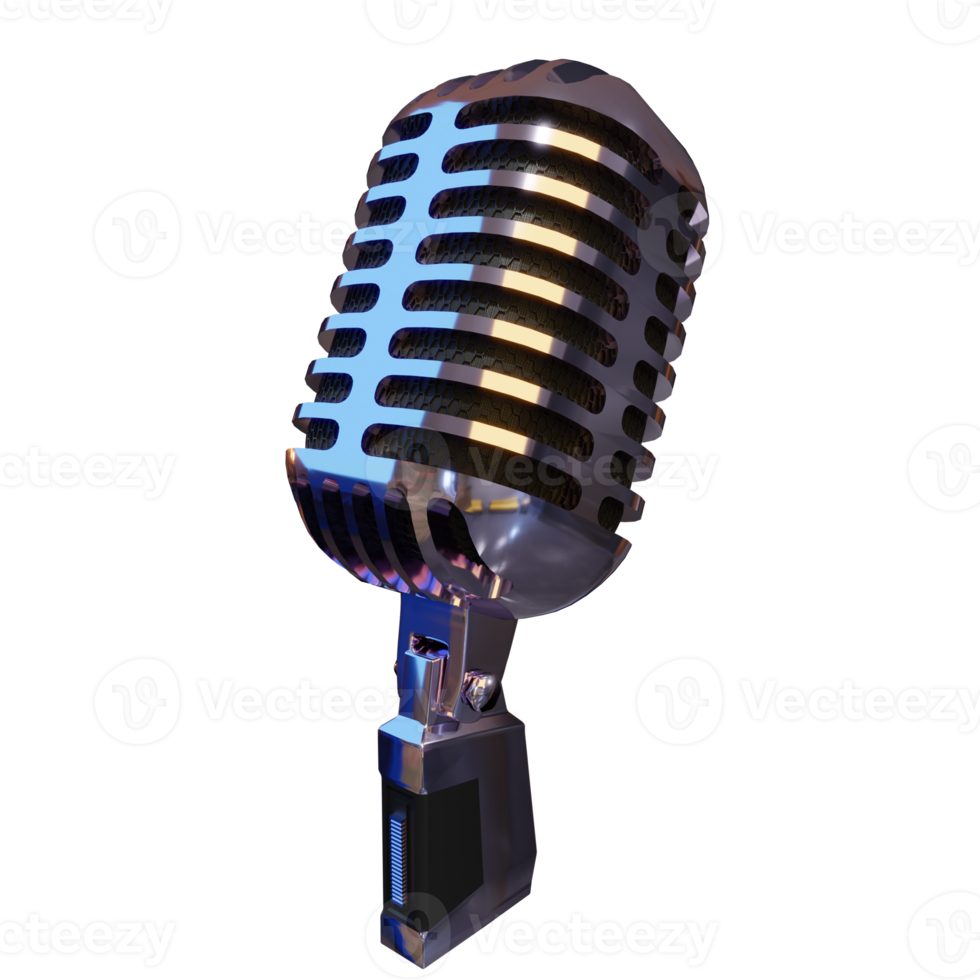 zilveren microfoonuitzending of karaoke 3d render-element png