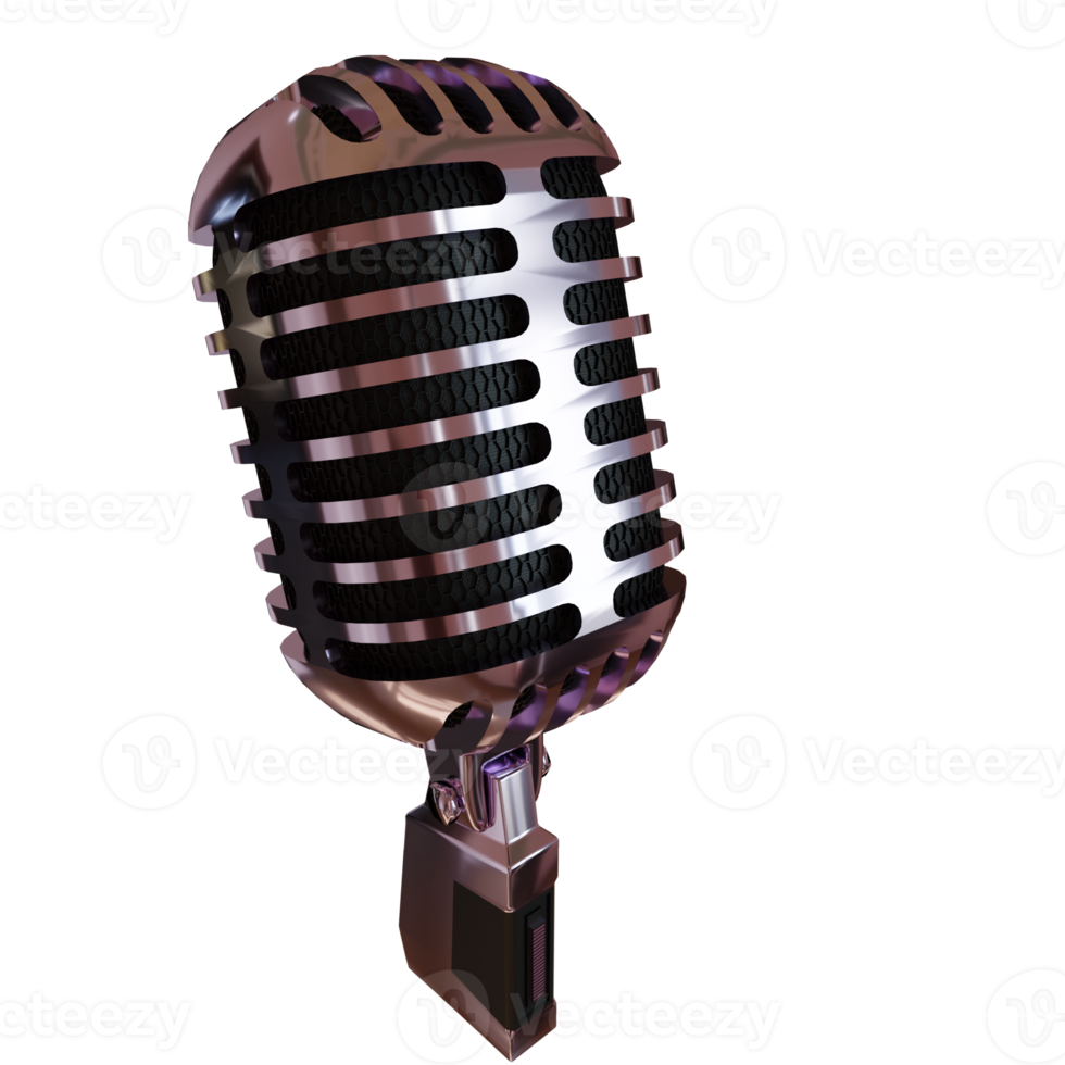 zilveren microfoonuitzending of karaoke 3d render-element png