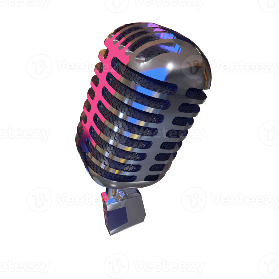 zilveren microfoonuitzending of karaoke 3d render-element png