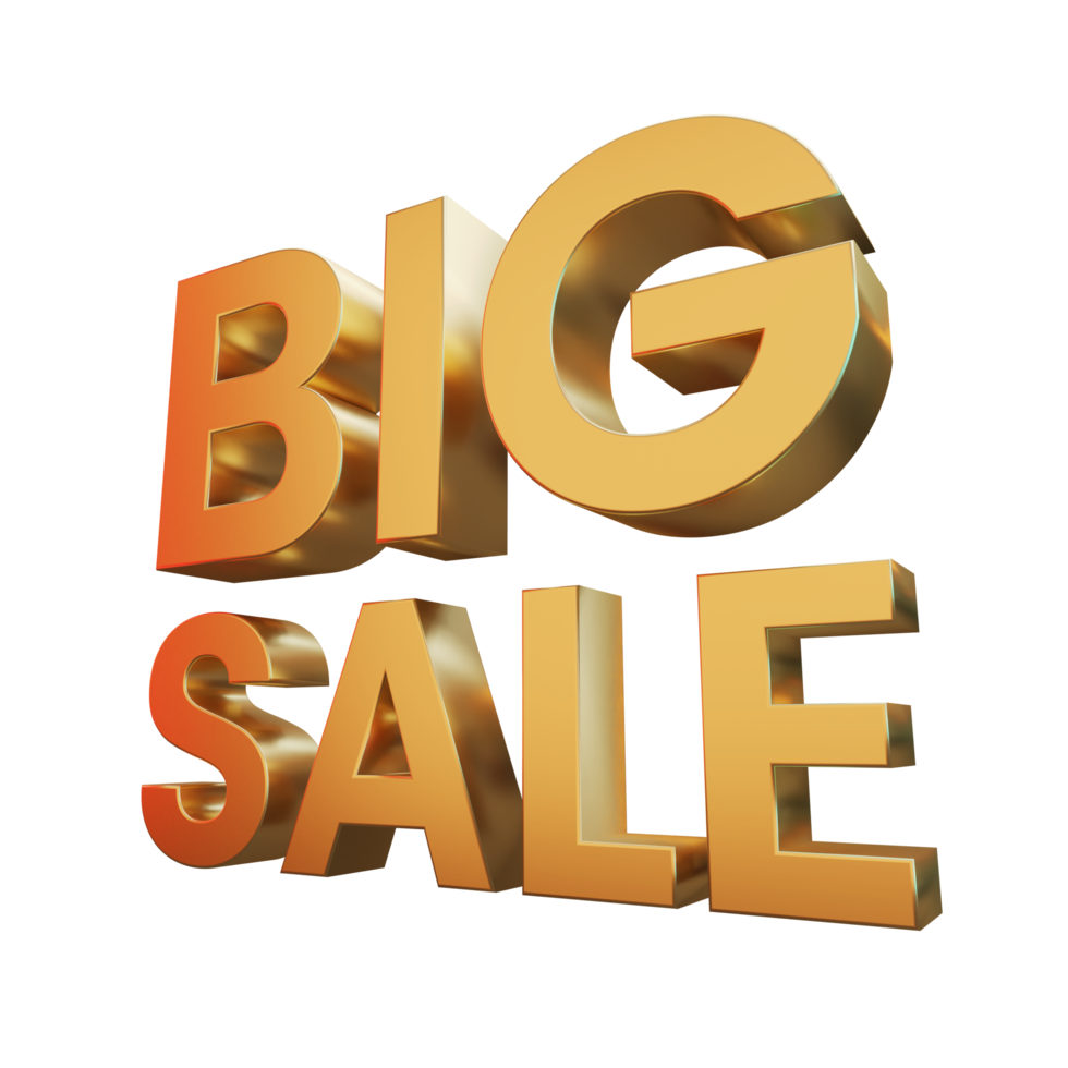 Gold Big Sale Perspective Composition 3D Render Discount Promotion Element png