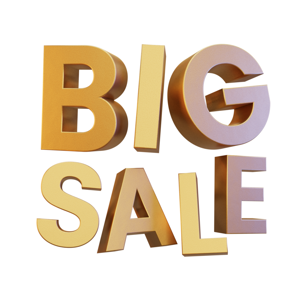 Gold Big Sale Random Composition 3D Render Discount Promotion Element png