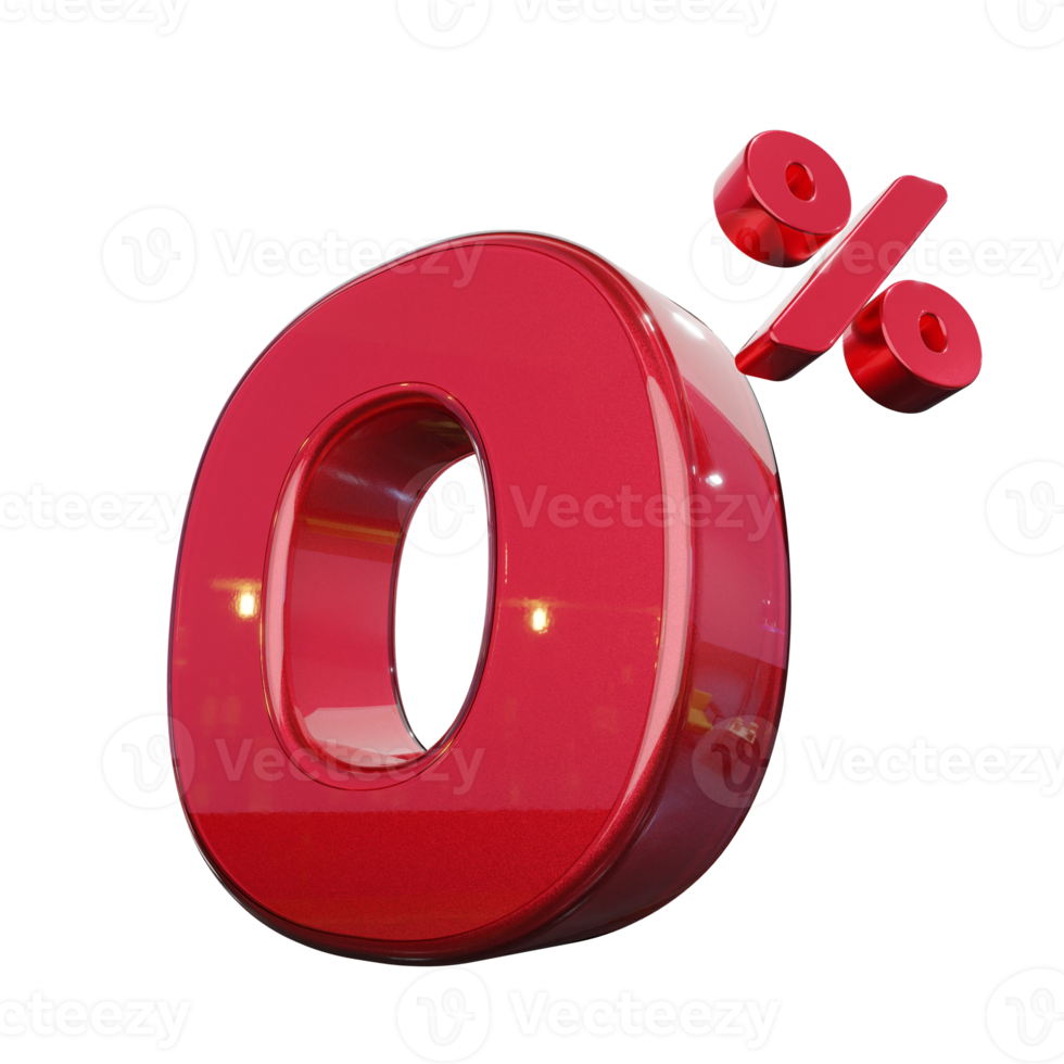 Glossy Red 0 installment Discount Promotion 3D Render Element png