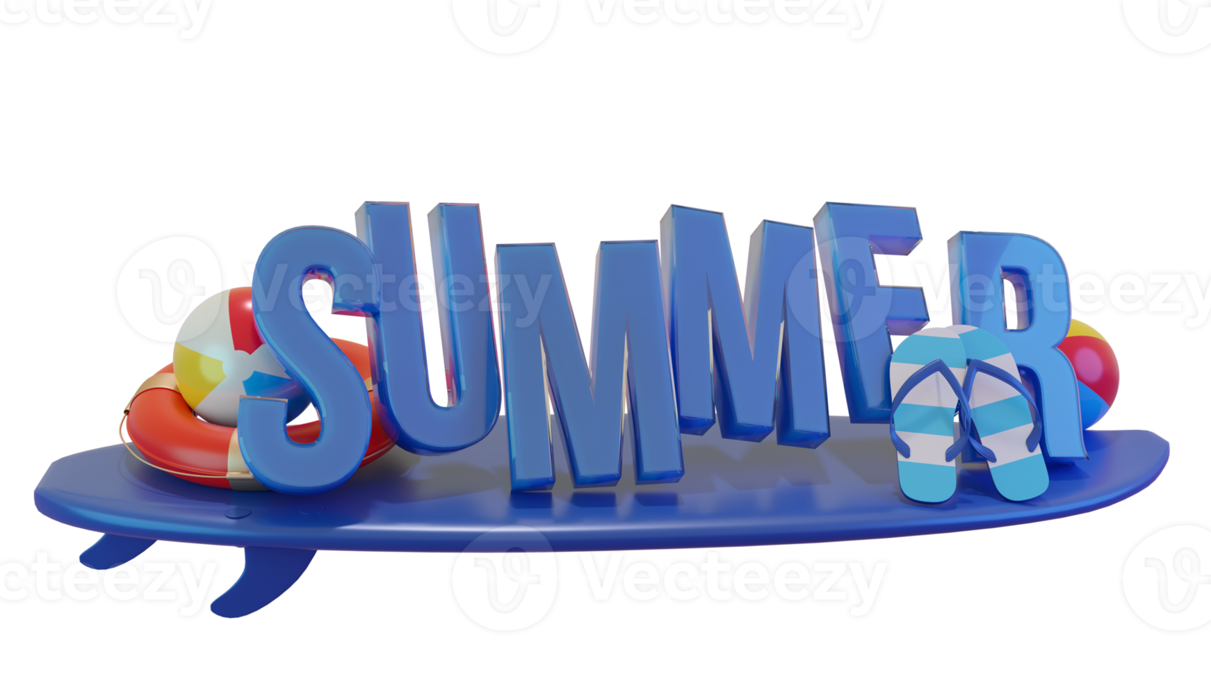 Summer Colorful Glossy 3D Text Composition for Design Element png
