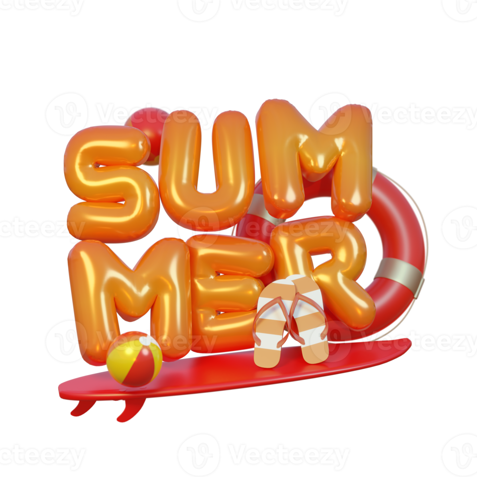 Summer Balloon Composition 3D Render Text png