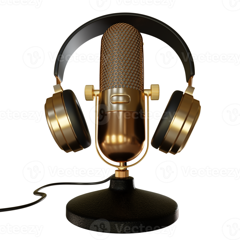 Microphone Broadcast or Karaoke 3D Render Element png