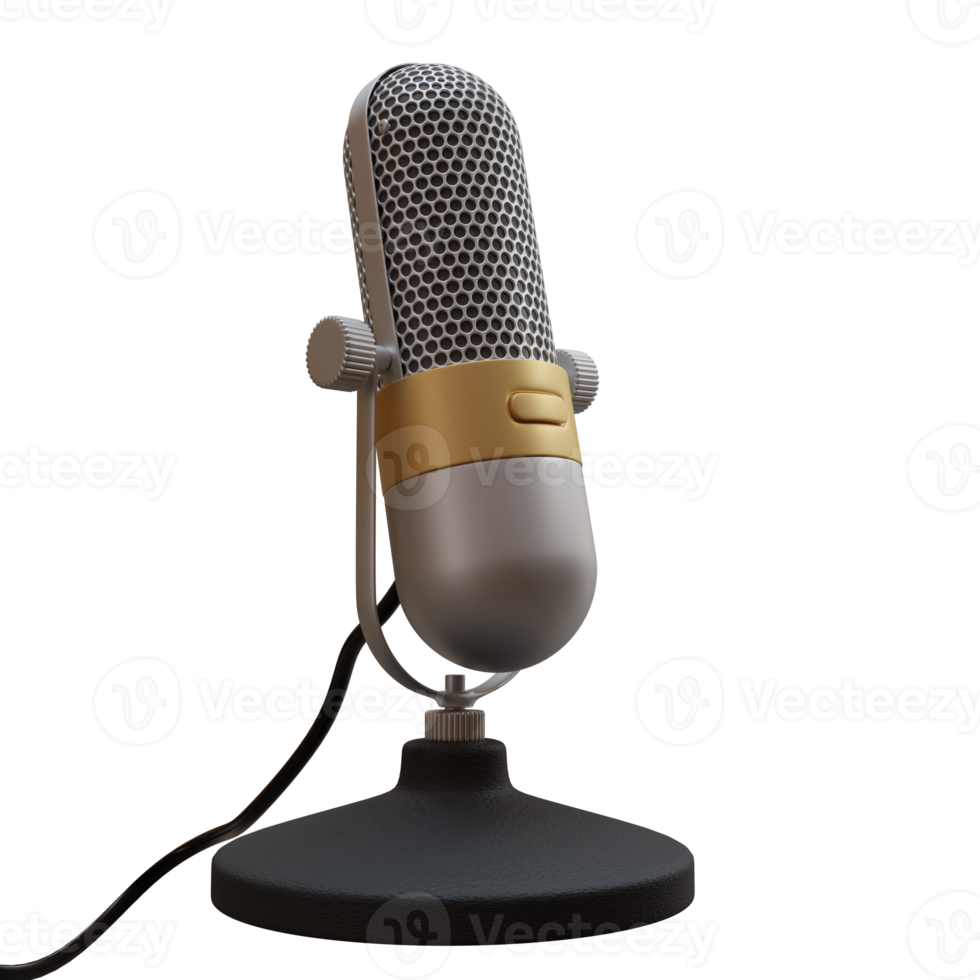 Microphone Broadcast or Karaoke 3D Render Element png