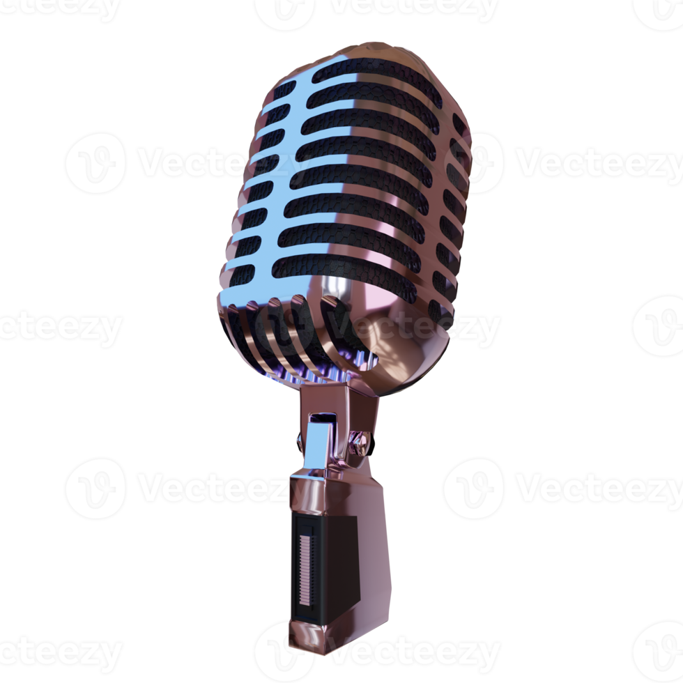 diffusion de microphone argenté ou élément de rendu 3d karaoké png