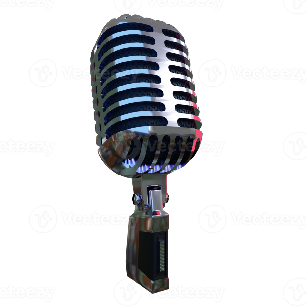 zilveren microfoonuitzending of karaoke 3d render-element png