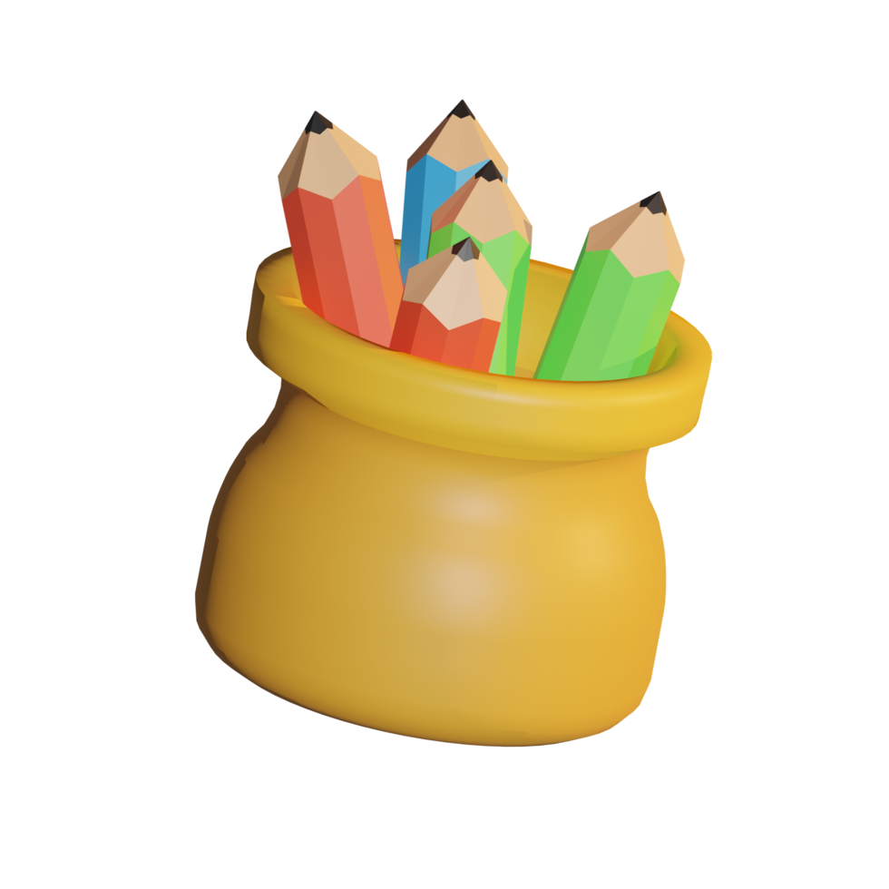 3d rendering of pencil box icon transparent background png