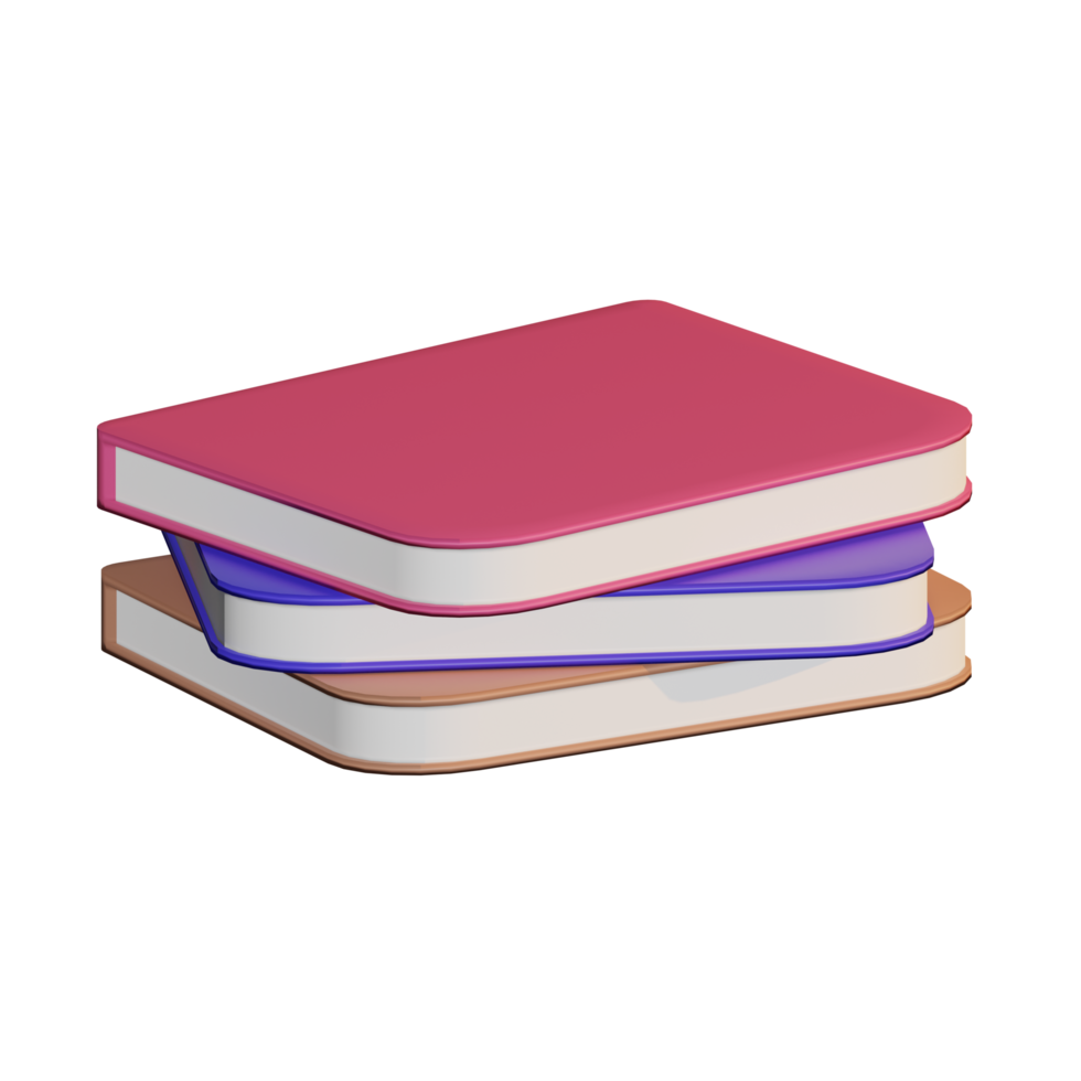 3d rendering of book icon with three different colors png