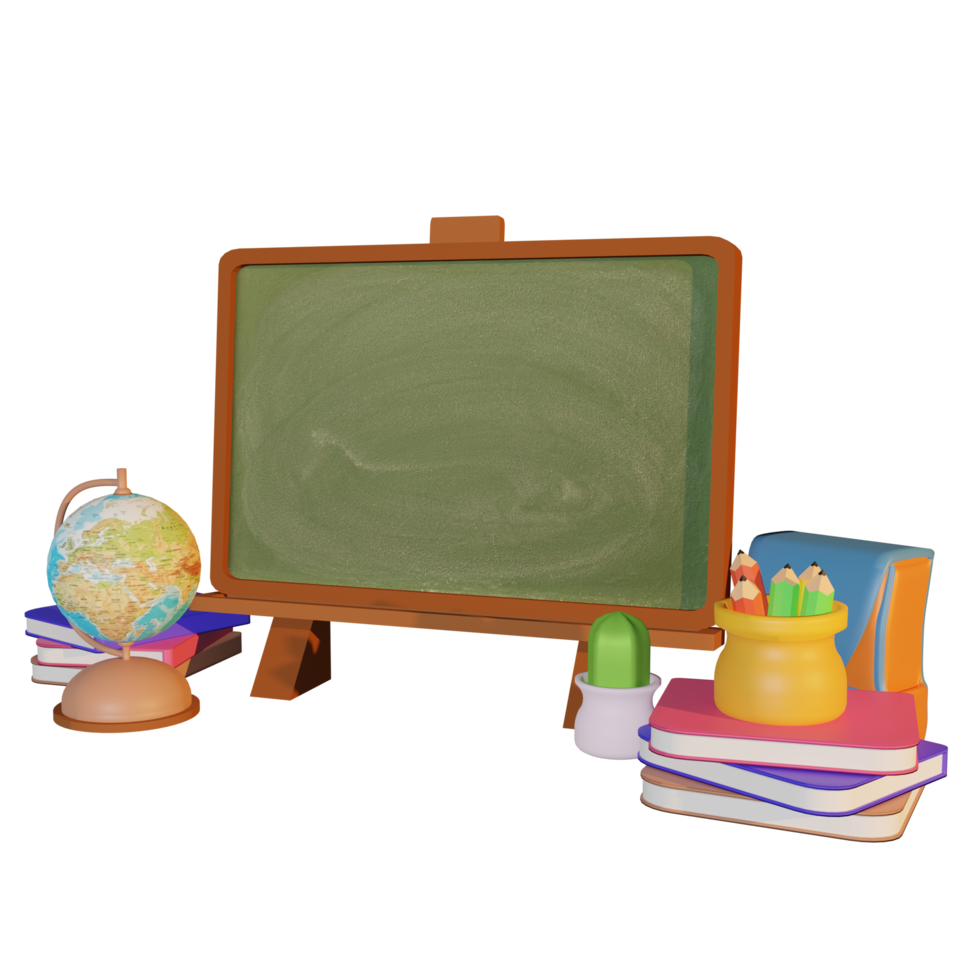3d illustration of school supplies with back to school theme png