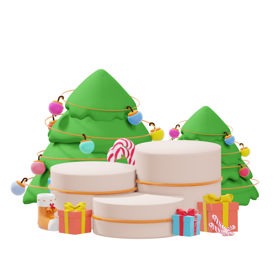 illustration de podium de produit 3d pour le thème du jour de noël png