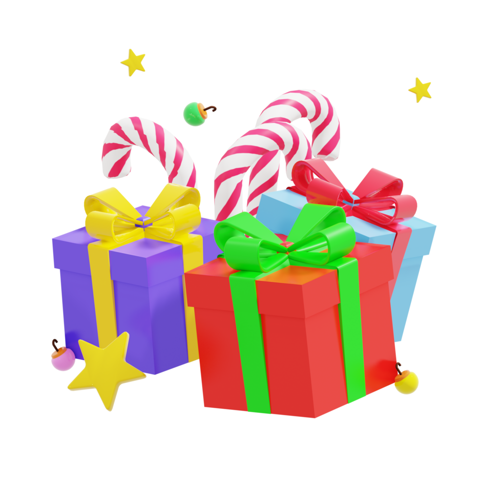 ilustración 3d del tema del día de navidad con caja de regalo 9336045 PNG