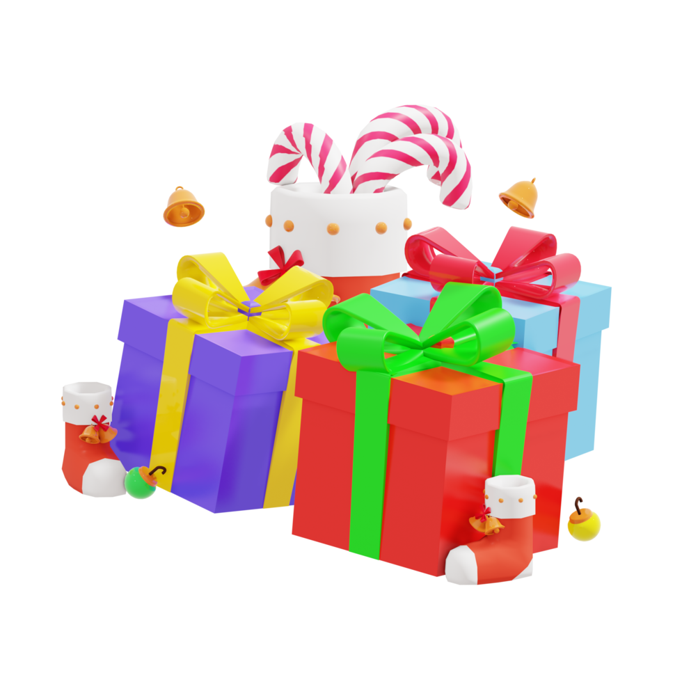 illustration 3d du thème du jour de noël avec boîte-cadeau png